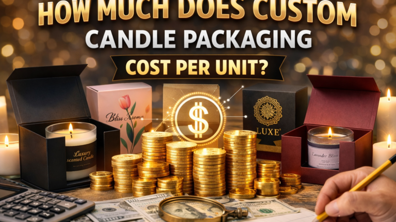 a detailed price comparison for custom candle boxes showing different materials and wholesale quantities