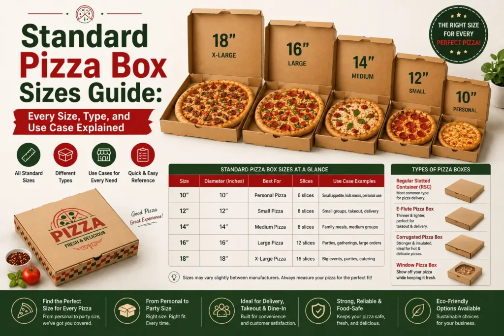 Standard Pizza Box Sizes Guide Every Size, Type, and Use Case Explained