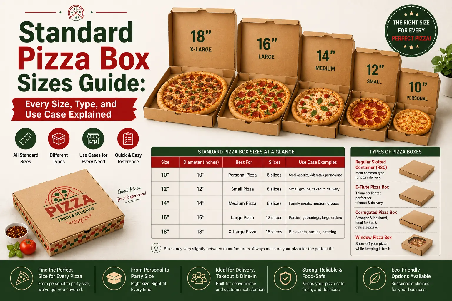 Standard Pizza Box Sizes Guide Every Size, Type, and Use Case Explained