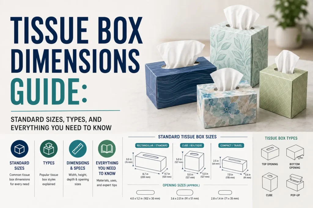 Tissue box dimensions and guide