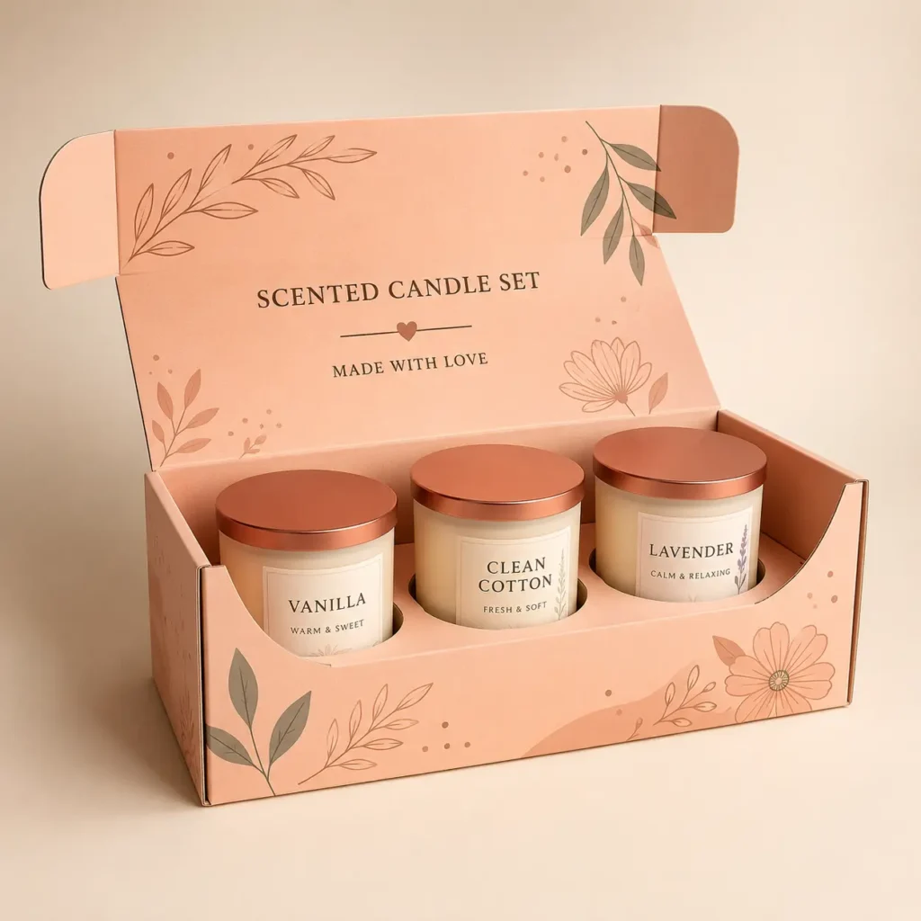 Custom candle packaging boxes with inserts