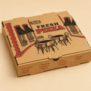 Plain brown pizza boxes