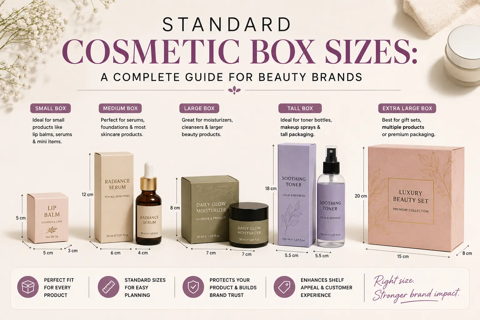 Cosmetic box size guide for beauty brands