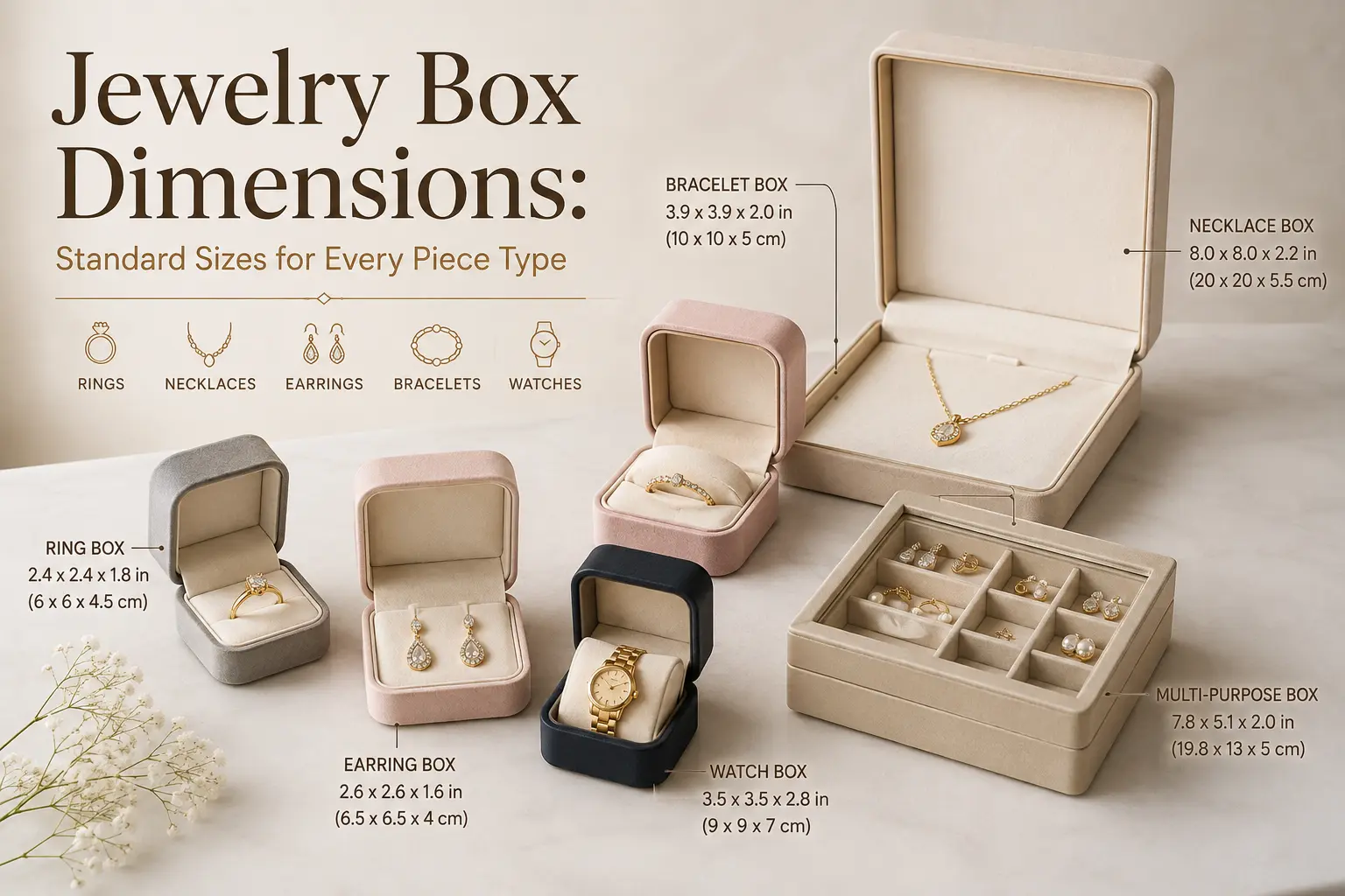 Elegant Jewelry Box Dimensions Guide