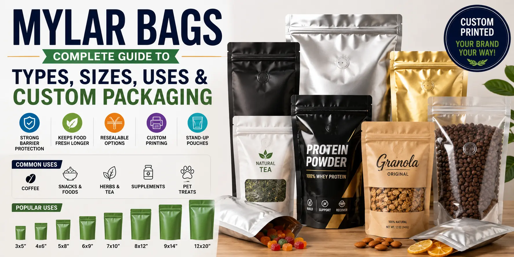 Mylar Bags: Types, Sizes, Uses & Custom Packaging Guide